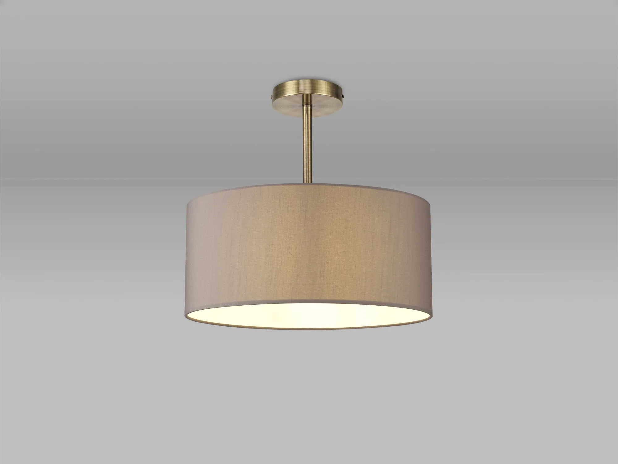Baymont 40cm Semi Flush 1 Light Antique Brass, Grey DK0174  Deco Baymont